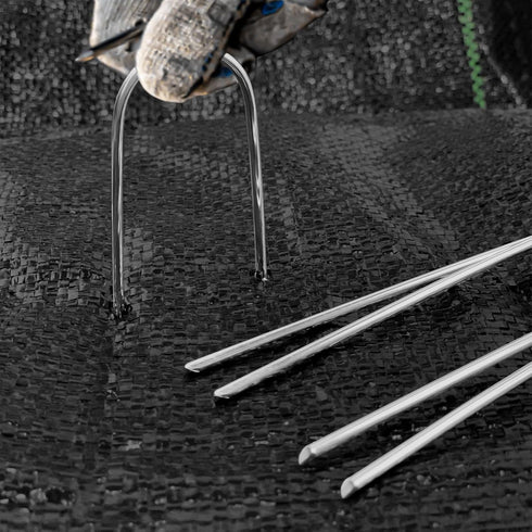 Garden Stakes 4 Inch 40pcs 11 Gauge Irrigation Tubing Stakes, U Shape Heavy Duty Galvanized Landscape Staples for Tube, Lawns, Weed Barriers, and ...