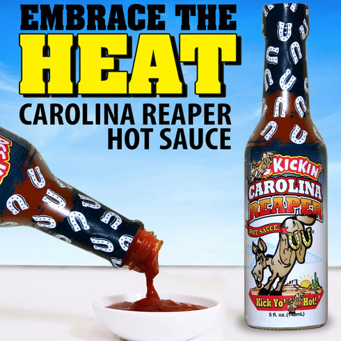 KICKIN' Carolina Reaper Hot Sauce - 5 oz - Premium Gourmet Hot Sauce for Chicken Wings and Breakfast Burritos–Perfect Stocking Stuffers or Christm...