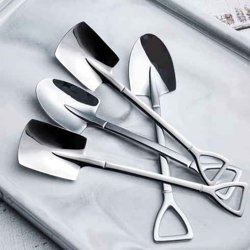 6 Pack Stainless Ice Cream Spoons, Shovel Spoons, Watermelon Spoon Reusable Small Spoon for Tea Dessert Home Kitchen Party Restaurant Party Suppli...