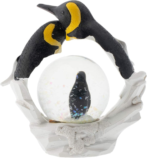 Elanze Designs Yellow Neck Penguin Family Magical Whimsical Tabletop Dresser Nightstand Figurine Miniature 45MM Sturdy Polyresin Glitter Water Sno...