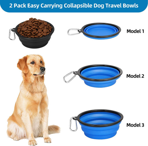 Kytely Large Collapsible Dog Bowl 2 Pack, 34oz Foldable Dog Travel Bowls, Portable Dog Water Food Bowl with Clasp, Pet Cat Feeding Cup Dish for Tr...