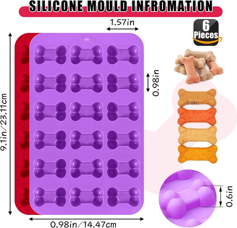 Silicone Molds Puppy Dog Paw and Bone Molds for Baking,Chocolate Molds,Silicone Dog Treat Mold - 6 Pack...