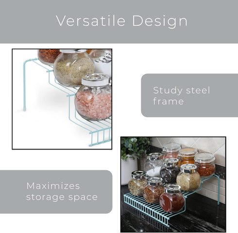Smart Design 3-Tier Spice Rack - Steel Metal Wire - Rust Resistant - Cupboard, Jars, Cans, Seasonings Holder, Cabinet Shelf Organizer, Countertop ...
