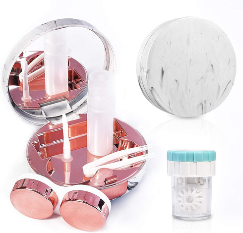 Contact Lens Travel Kit with Cleaner Washer, Portable Contact Box with Mirror Tweezers Remover Tool Solution Bottle for Daily Outdoor...