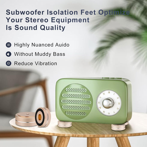 Monosaudio Speaker Isolation Feet 4 Pcs 40x15mm Aluminum Feet Subwoofer Isolation Feet with Non-Slip Rubber Rings/Adhesive/M4 Screws for Audio,Spe...