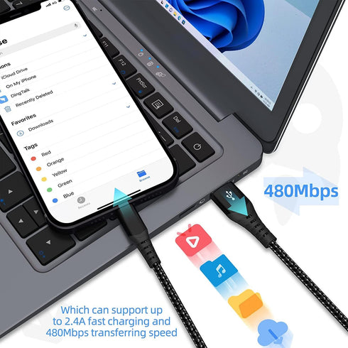 MFi Certified iPhone Charger Lightning Cable 3 Pack 6ft Nylon Braided Cable iPhone Charger Fast Charging Cord Compatible with iPhone 14 13 12 11 P...