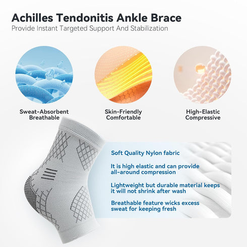 INDEEMAX 2 Pack Ankle Brace for Sprained Ankle, Arch Support Compression Sleeve Socks for Women & Men, Achilles Tendonitis Brace Wraps for Plantar...