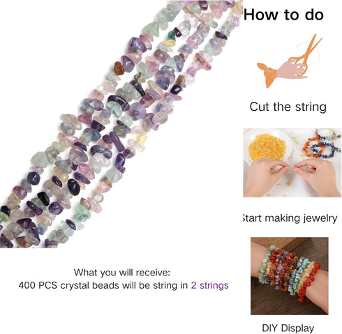 XIANNVXI Fluorite Crystal Beads for Jewelry Making 400 Pcs 5-8mm Stone Beads Loose Rocks Bead Irregular Gemstones Hole Drilled DIY Beads for Brace...