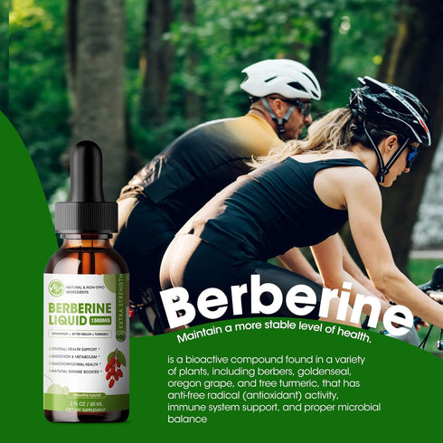 Berberine Supplement Liquid Drops, Berberine 1500mg with Ceylon Cinnamon, Turmeric, Resveratrol, Bitter Melon, & More-10X Extra Strength Vegan Sup...