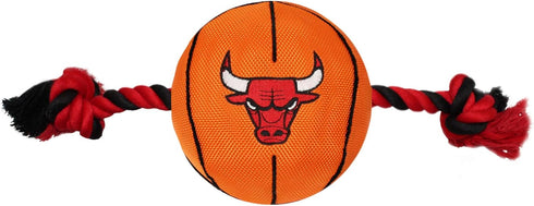 Pets First NBA Chicago Bulls Basketball Toy. - Tough Nylon Pet Toy with Tug Ropes & Inner Squeaker, One Size, BUL-3105...