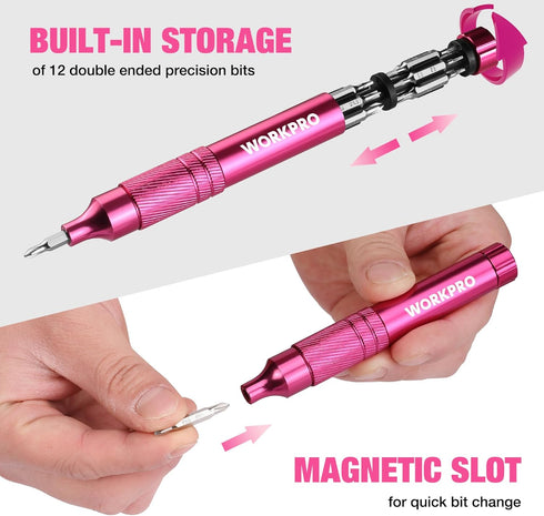 WORKPRO 24-in-1 Precision Screwdriver Sets, Pen Style Manual Screwdriver, 24 pcs Tough S2 Steel Small Screwdriver Bits, Ideal for Eyeglass, Watch,...