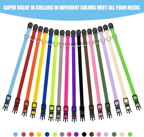 16 PCS Puppy Collars, Safety Buckle Collars for Litter Nylon Adjustable Small Puppies, Breakaway ID Whelping Pet Supplies,Stuff,Accessories(S)...