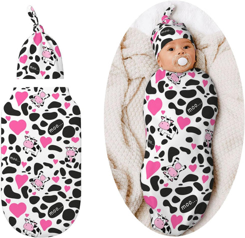 Cow Print Swaddle Blankets Newborn Receiving Blanket Baby Swaddle Wrap Soft Sleeping Sack for Baby Girls Boys...