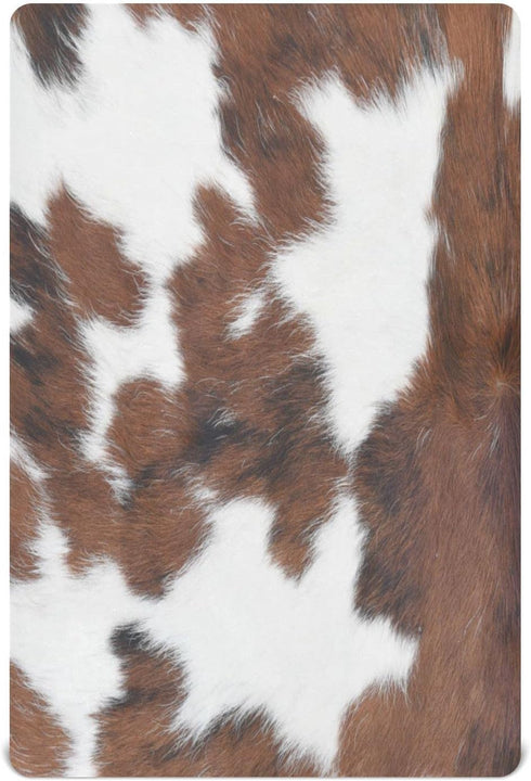 White Brown Print Cow Crib Sheets for Boys and Girls, Fitted Baby Crib Sheets Soft and Breathable Mini Crib Sheets 39 X 27 X Inches...