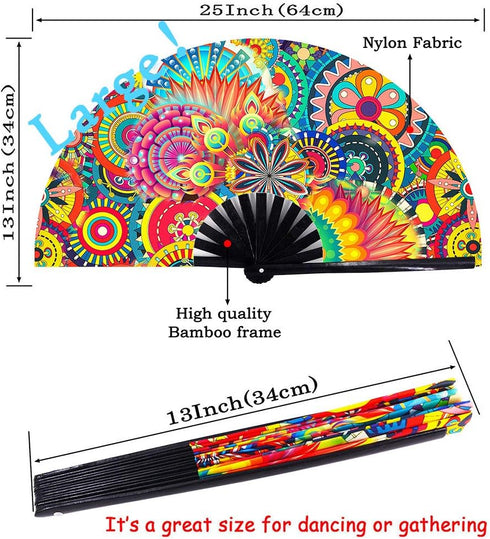 Amajiji Large Folding Hand Rave Fan Popping Fan for Line Dancing Clacking Fans for Boots On The Ground Dance,Party,Decoration,Festival (Dream ?low...