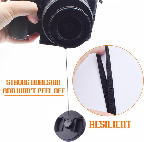 5 Pack Lens Cap Keeper Holders with Elastic String Anti-Loss Lens Cover Leash, Compatible with Canon Nikon Sony Fujifilm Olympus Panasonic DSLR SL...