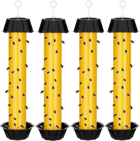 Fly Traps for Indoor Outdoor Hanging Fly Stick Sticky Mosquito Trap Fruit Fly Stick Trap Home Insect Fly Sticky Trap, 10 x 2.5 Inches (Yellow,4 Pc...