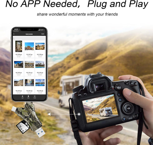 SD Card Reader for iPhone/ipad/Android/Mac/Computer/Camera,4 in1 Micro SD Card Reader Trail Camera Viewer, Portable Memory Card Reader SD Card Ada...