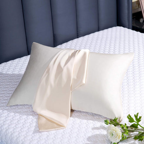 100% Mulberry Silk Pillowcase Set of 2 for Hair and Skin,with Hidden Zipper,Both Sides 19 Momme 600 Thread Count Natural Silk Pillow Cover,Soft Br...