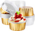 EUSOAR Disposable Ramekins Aluminum Foil, Gold 25Packs 5oz Baking Cups with Lids Mini Muffin Liners, Dessert Cheesecake Pan Creme Brulee Cupcake C...