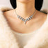 Yean Silver Wedding Jewelry Sets Rhinestone Necklace and Earring Set Crystal Prom Jewelry Sets for Women...