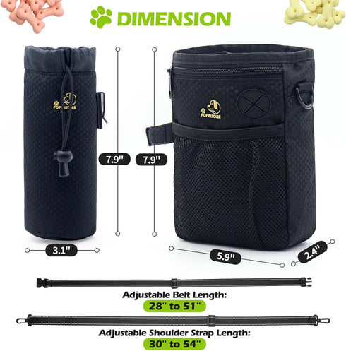 POPMISOLER Dog Treat Training Pouch for Dog Training with Poop Bag Dispenser and Multiple Pockets, Dog Walking Bag Adjustable Waist Belt Clip Shou...