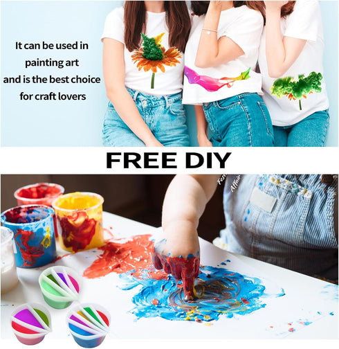 4 Pcs Split Cups for Paint Pouring with 2-5 Channels Resin molds Silicone Resin Mixing Cups Pour Painting Supplies Acrylic Paint Pouring DIY Makin...