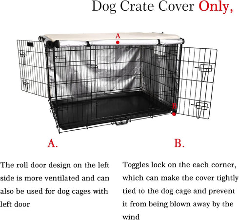 Double Door Dog Crate Cover Wire Dog Cage Cover Waterproof Durable Lightweight 420D Polyester Pet Kennel Cover Indoor Outdoor Protection Cage Cove...