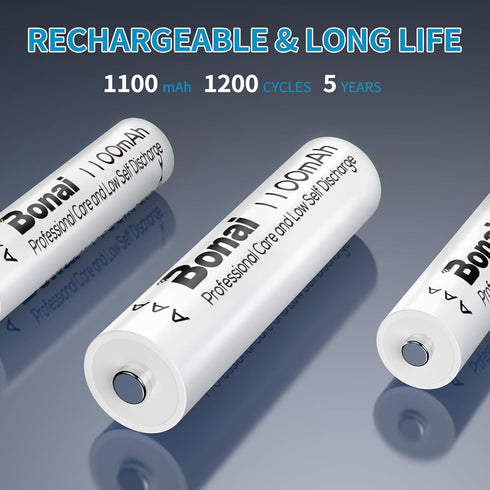 BONAI 1100mAh AAA Rechargeable Batteries 24 Pack 1.2V Ni-MH Rechargeable AAA Batteries high Capacity - Triple a Batteries...