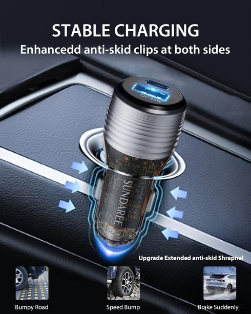 SUNDAREE Car Charger with Plug Outlet, 90W USB Car Charger Fast Charging, PD PPS QC 3.0 USB Cigarette Lighter Charger for iPhone and Samsung and M...