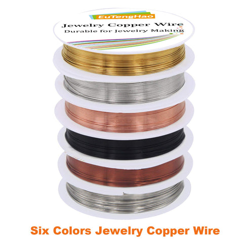 EuTengHao 6 Colors Jewelry Copper Wire Jewelry Beading Wire for Bracelet Necklaces Craft Jewelry Making Supplies (66 Yards,24 Gauge)...