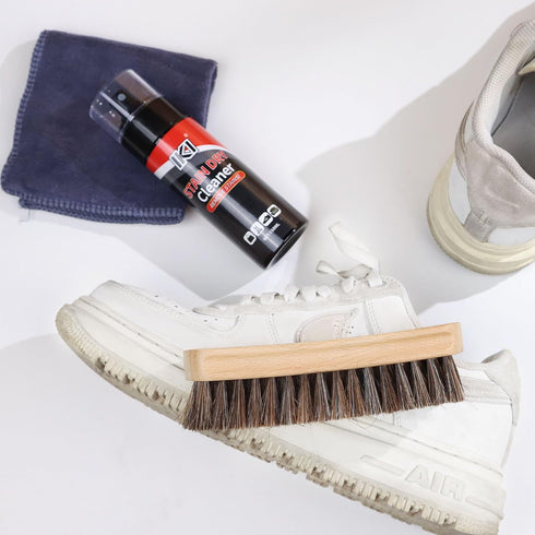 IKI Stubborn Stain Dry Cleaning Agent Set - Includes Large Horsehair Brush & 2 High-Fiber Towels - Effective on Clothes, Shoes, Fabrics, Blankets,...