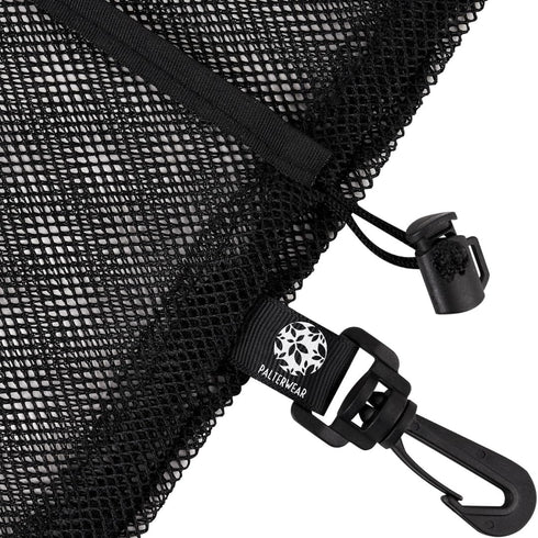 PALTERWEAR Mesh Drawstring Bag With Clip and Toggle Closure - For Watersports, Outdoor, Gym - Multi-Use Set of 4 (Black, 6 x 8 inch)...