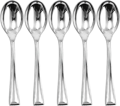 Elegant Silver Mini Spoons - 4" (30-Pack) - Perfect for Desserts & Tasting Parties - Sturdy & Reusable, Stand-Out Tableware Accessory...
