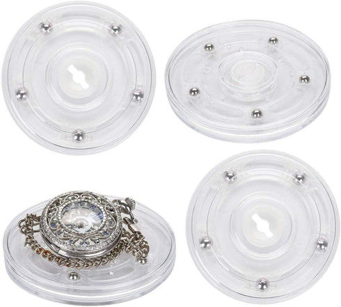 TamBee 4PCS 3Inch Acrylic Lazy Susan Turntable Organizer Revolving Display Base White Acrylic for Spice Rack Table Cake Kitchen Pantry Decorating...