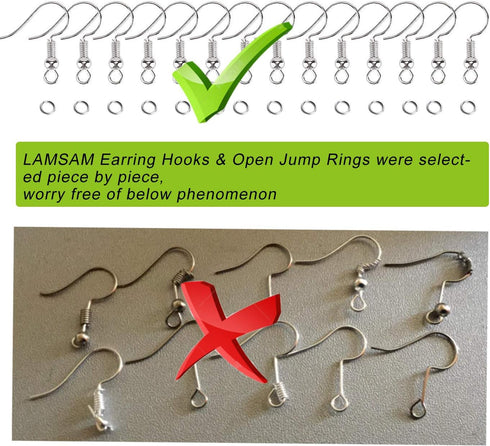 120 Sets Earring Hooks with Jump Rings for Jewelry Making, Tarnish Resistant 0.86 inch Fishhooks for DIY Earring Supplies,Stainless Steel Earring ...