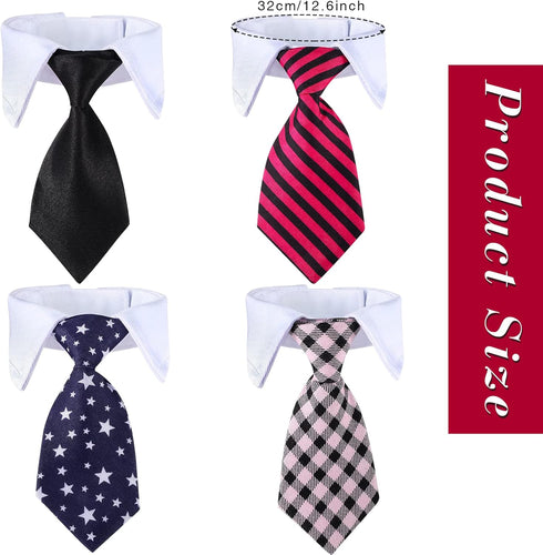 4 Pieces Cat Dog Tie with Collar Adjustable Puppy Pets Formal Necktie Collars Cat Dogs Bow Ties for Cat Small Dogs Grooming Costume Accessories...