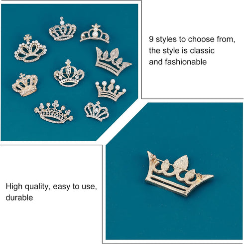 CHGCRAFT 9Pcs 9 Styles Crystal Rhinestone Crown Brooch Pin for Women Open Pave Crystal Wedding Brooch Scarf Pin Gift for Women Womens Mother Shirt...