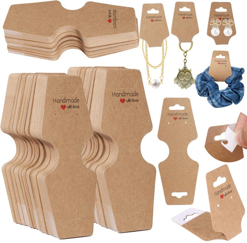 200PCS Bracelet Display Cards Sturdy Necklace Holder Cards Self Adhesive Jewelry Packaging Selling Card for Small Business of Keychain Earring Hai...