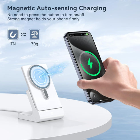 Magnetic Wireless Charger for iPhone: Portable Power Bank 5000mAh - Detachable Mag-Safe Battery Pack Compatible with iPhone 15 14 13 12 Pro Max Pr...