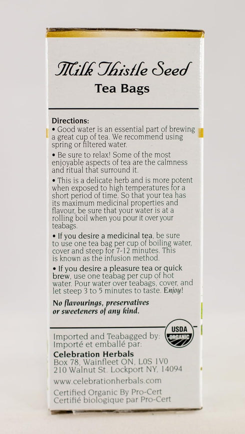 Celebration Herbals Organic Milk Thistle Seed Herbal Tea -- 24 Tea Bags, NET WT.60, 2.11 OZ...
