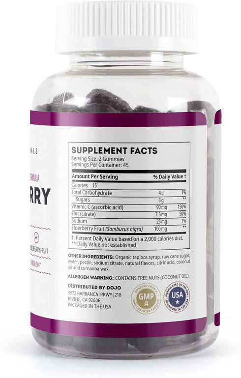 Kate Naturals Elderberry Gummies with Vitamin C and Zinc for Adults & Kids. Tasty Sambucus Elderberry Gummies for Immune Support (90 Gummies, 45 D...