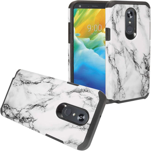 Z-GEN - for LG Stylo 5 (2019), Stylo 5X, Stylo5+ Plus, LM-Q720, LM-L722DL - Hybrid Image Phone Case + Tempered Glass Screen Protector - AD1 White ...