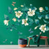 Amaonm Removable DIY 3D Blue Flower Vine White Floral Leaf Art Decor Kids Room Wall Sticker Girls Teens Bedroom Living Room Wall Decals Nursery Ro...