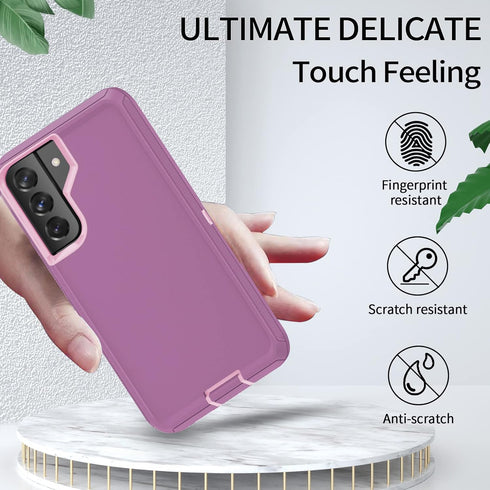 Phone case for Galaxy S22, Drop Protection Rugged Shockproof Military Protective Phone Cover Armor Heavy Duty for Samsung Galaxy S22 (Purple Red/L...