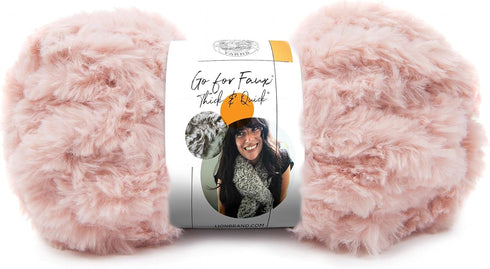 Lion Brand Yarn (1 Skein) Go for Faux Thick & Quick Bulky Yarn, Pink Poodle, 72 Foot (Pack of 1)...