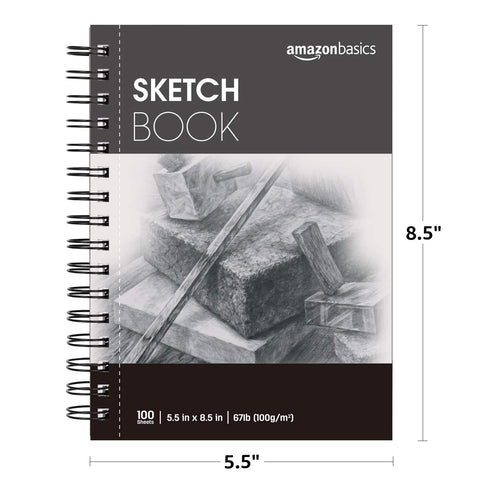 Amazon Basics Sketch Pad, 5.5"x8.5", 67 lb. / 100 gsm, 100 Sheets, White...
