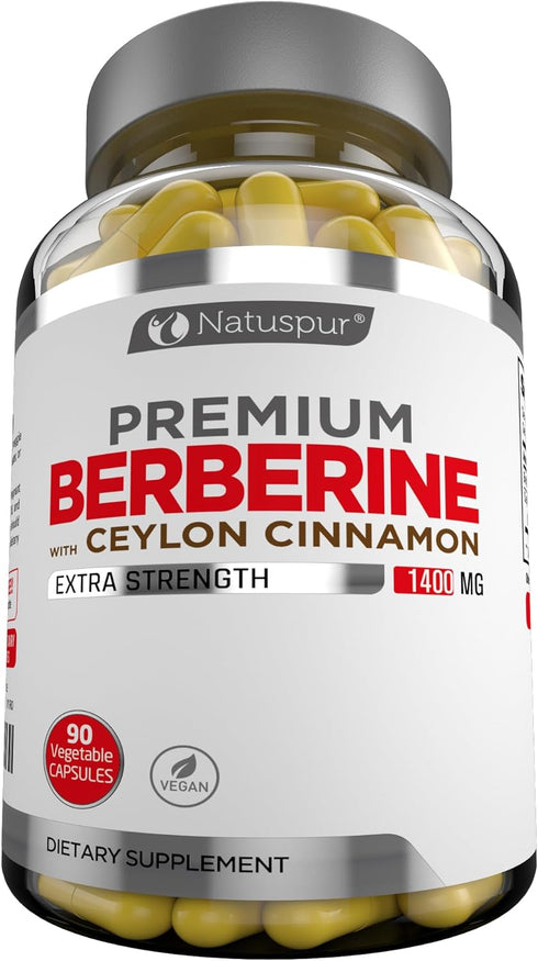 Premium Berberine HCL Plus Ceylon Cinnamon 1400mg – Berberine HCI Root Supplement...