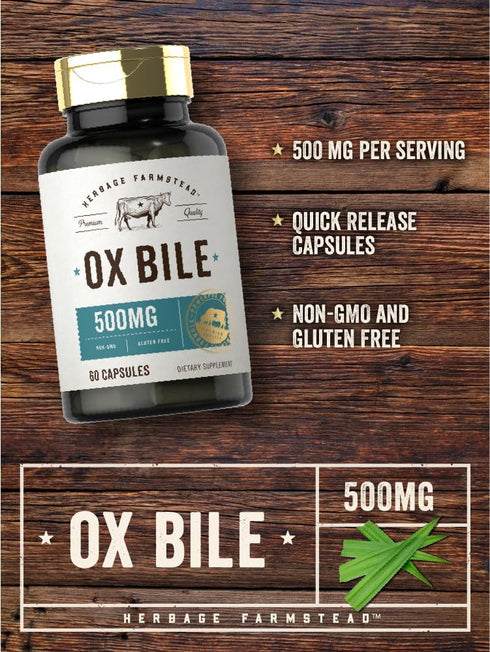Carlyle Ox Bile Supplement | 500mg | 60 Capsules | Digestive Enzyme | Non-GMO & Gluten Free | by Herbage Farmstead...