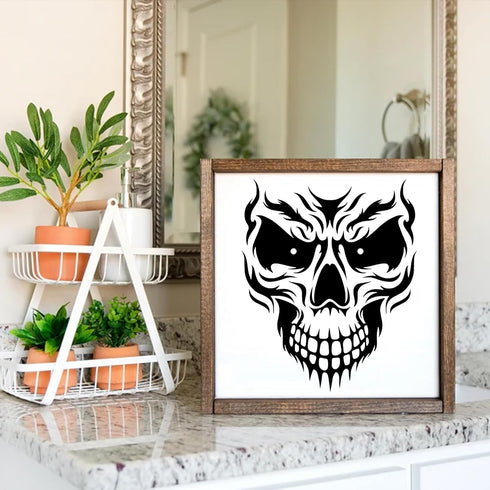 Skull Stencils for Painting On Wood Flame Skeleton Hand Finger Fire Templates for Airbrushing Art Crafts Plastic Reusable Wood Burning Stencils fo...